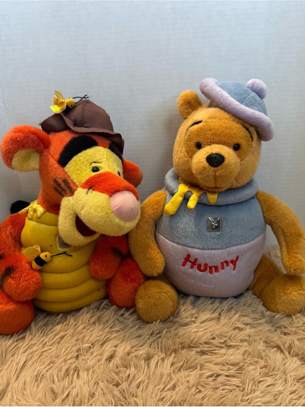 Vintage Disney Winnie the Pooh & Tigger Plush Set - Yellow, Orange - Picture 1 of 5